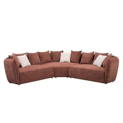 Ripple 6-Seater Fabric Corner Sofa - Cinnamon - With 5-Year Warranty